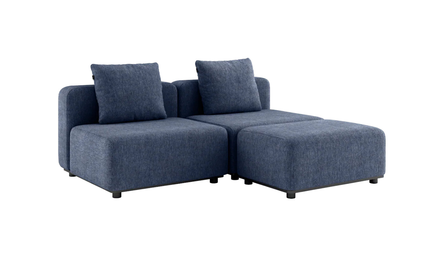Cobana Loungesofa 2-Sitzer ohne Armlehnen mit Hocker, kirra indigo