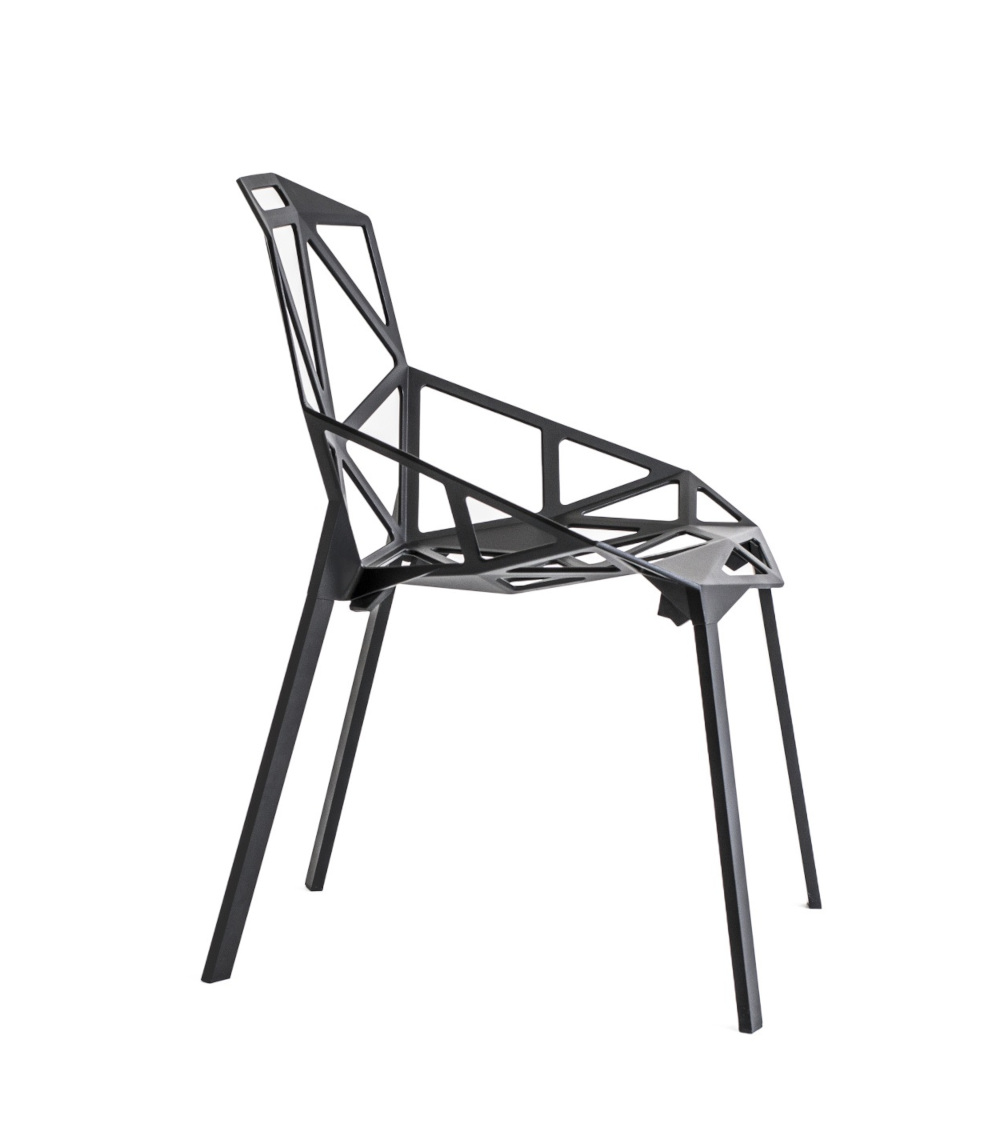 Magis Chair One schwarz, moderner stapelbarer Armlehnstuhl, leicht, langlebig, hochwertiges Design aus Italien
