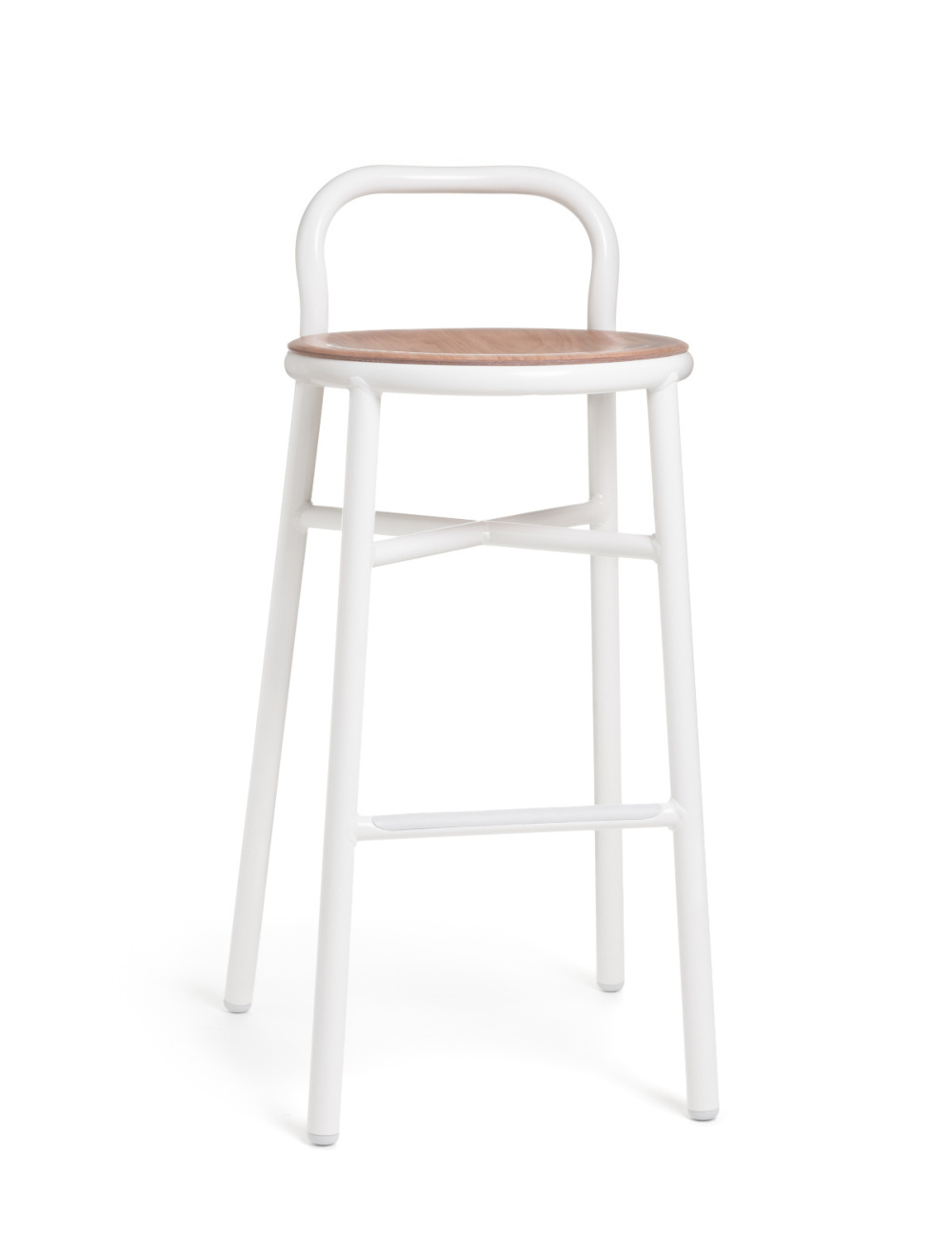 Magis Pipe Barhocker 77 cm, Buche/Weiß, moderner Barstuhl, ergonomisch, langlebig, italienisches Design