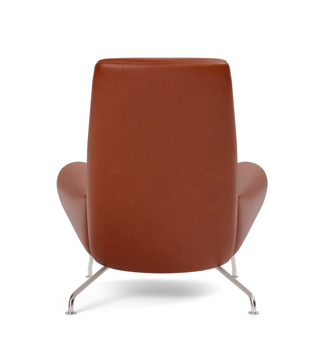 Wegner Queen Chair, brushed steel / leder cera 905 russet brown
