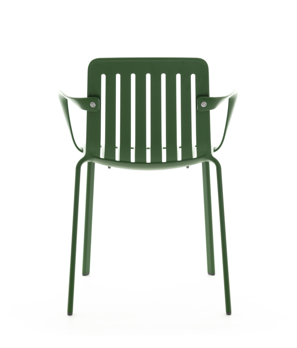Magis Plato Armlehnstuhl grün, hochwertiger Designstuhl aus Italien, stabil, wetterfest, komfortabel