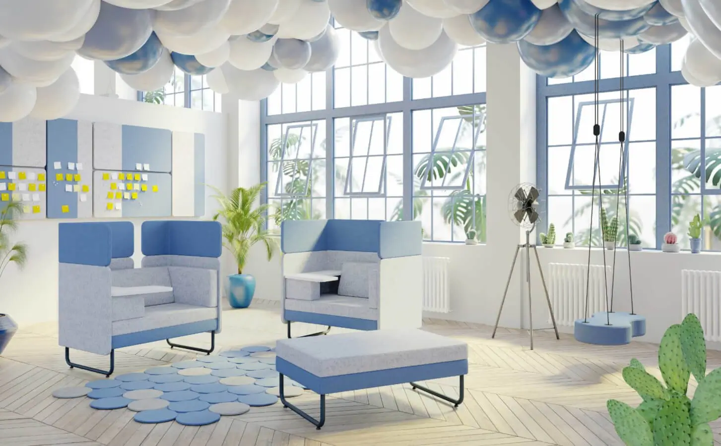 Nowy Styl Play&Work Sofa zur Strukturierung offener Bürolandschaften mit geschützten Bereichen für Gespräche und Pausen.
