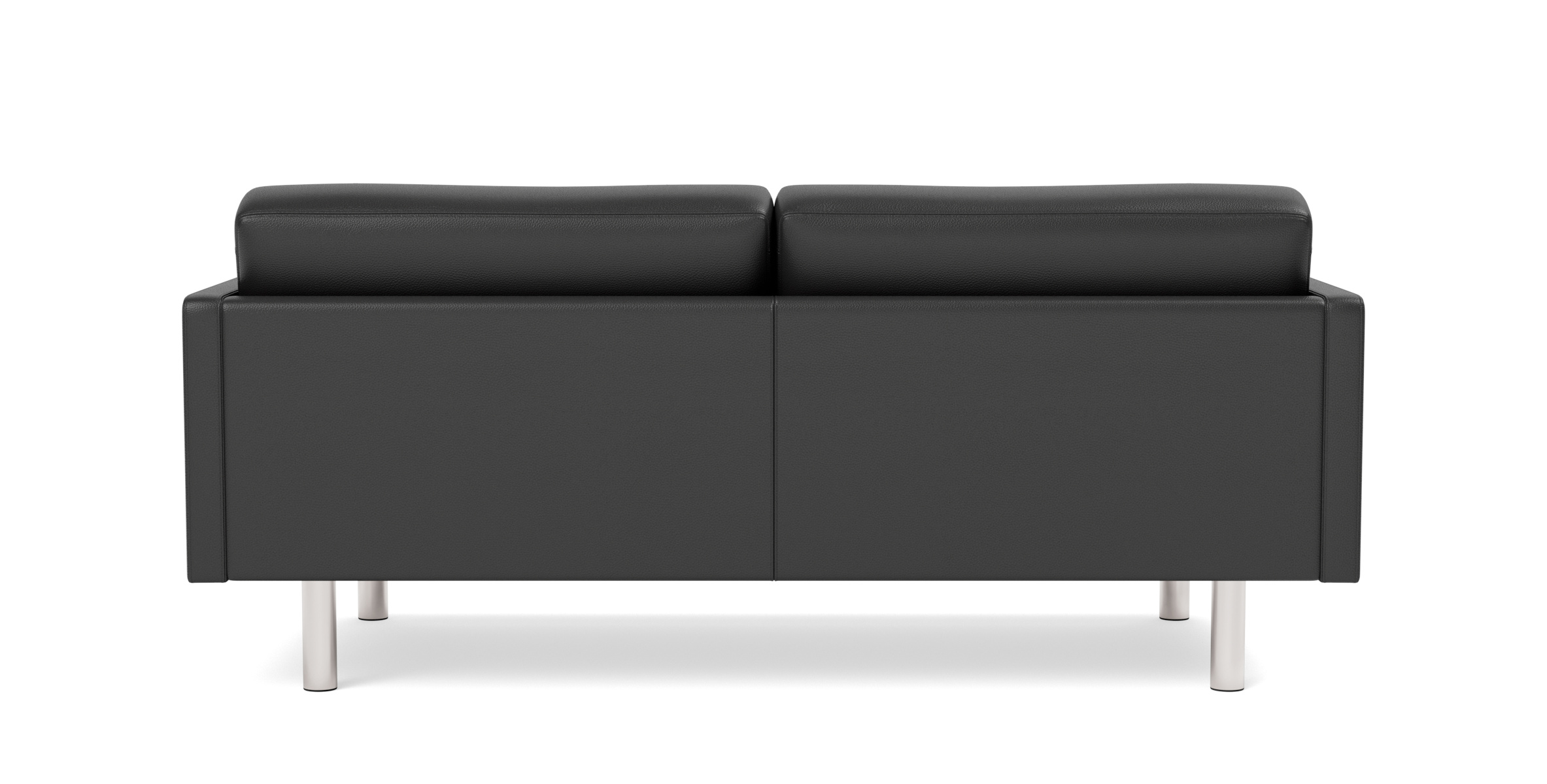 EJ220 Sofa 2-Sitzer, 76 cm, brushed chrom / leder omni 301 schwarz