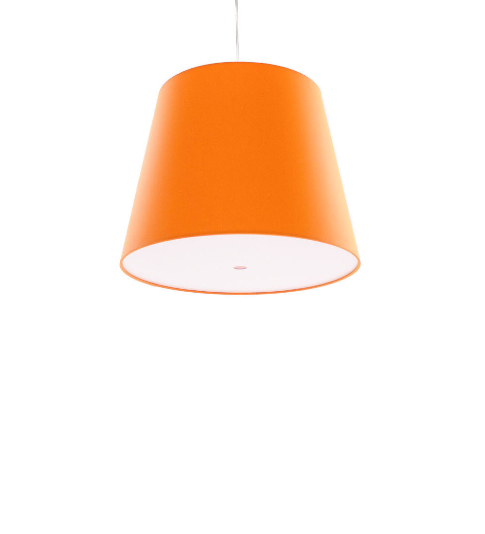 FRAUMAIER Single BigCluster Pendelleuchte in Orange, modernes Design, Stoffschirm, warmes Licht für Wohnräume