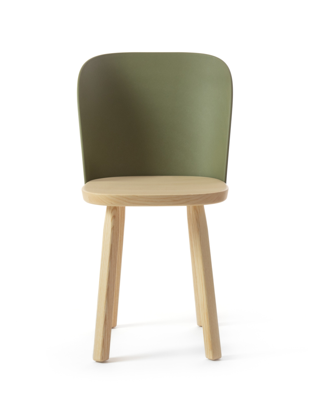 Magis Alpina Stuhl, Esche natur/Olive Green, ergonomischer Design-Armlehnstuhl, komfortabel, zeitlos, italienisch