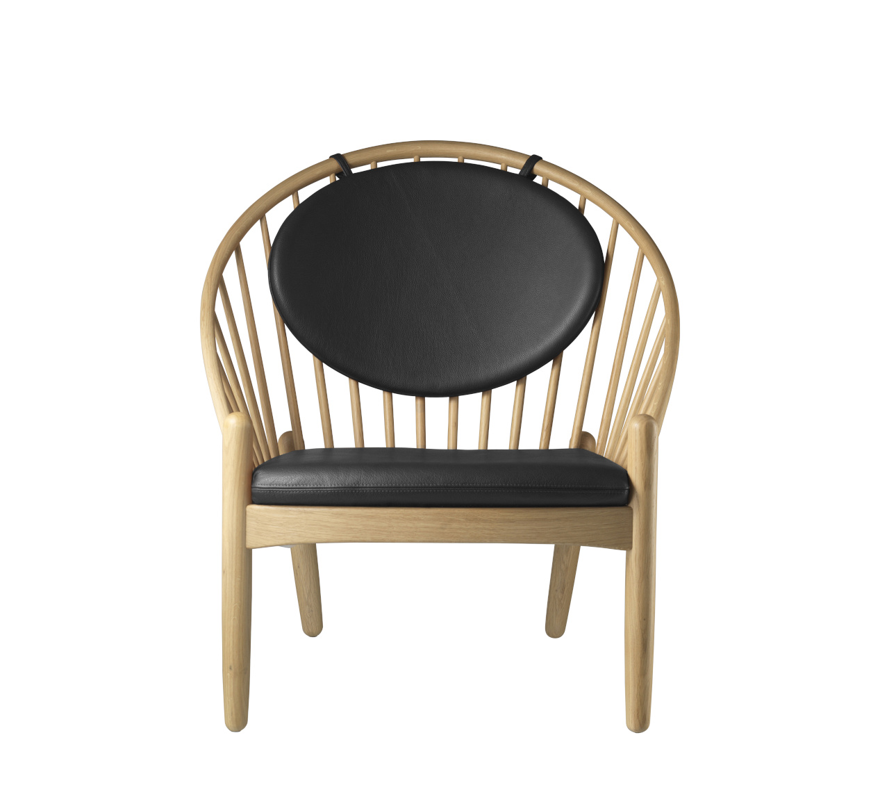 FDB Møbler J166 Jørna Sessel, ergonomisch, Eiche natur & Leder schwarz, nachhaltig, funktional, nordisches Design
