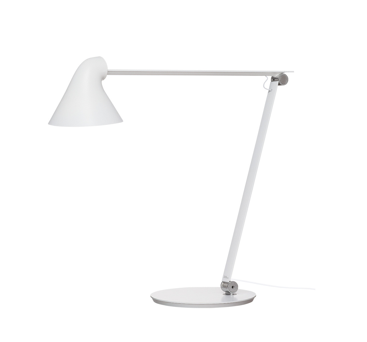 Louis Poulsen NJP Tischleuchte weiß, verstellbar, modernes Design, LED-kompatibel, hochwertige Beleuchtung für Büro und Wohnraum