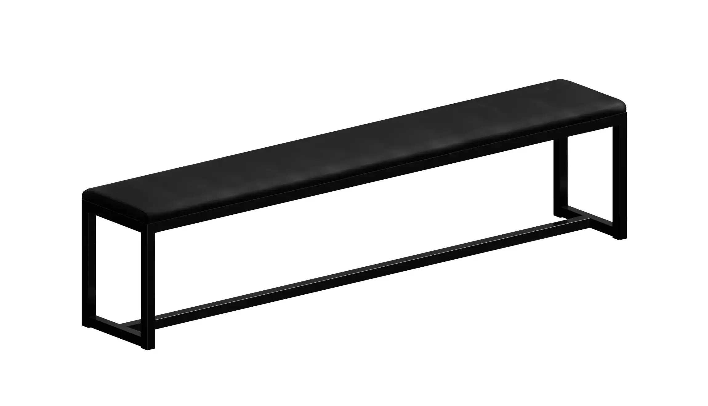 Zeus Big Brother Bank 210 cm in Schwarz mit gepolsterter Sitzfläche und modernem Metallrahmen