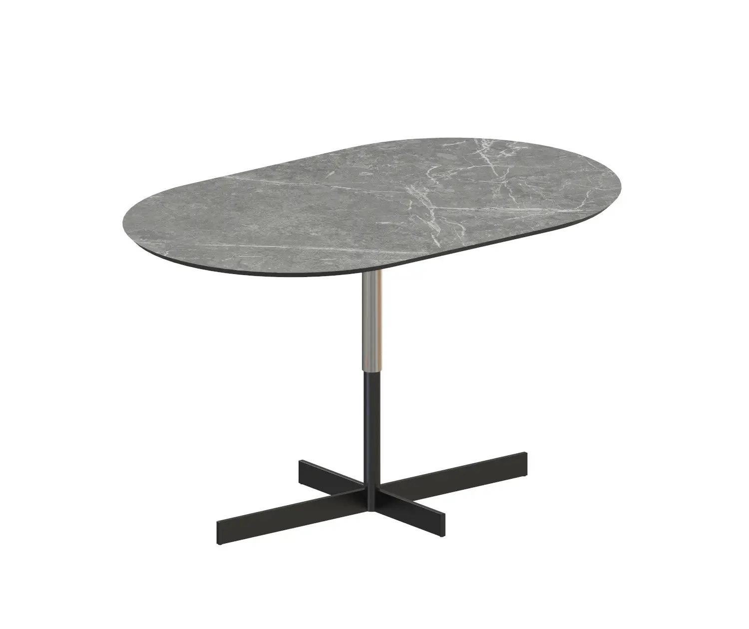 Zeus Bibi Beistelltisch mit HPL Guatemala Marble Tischplatte und schwarzem Metallgestell