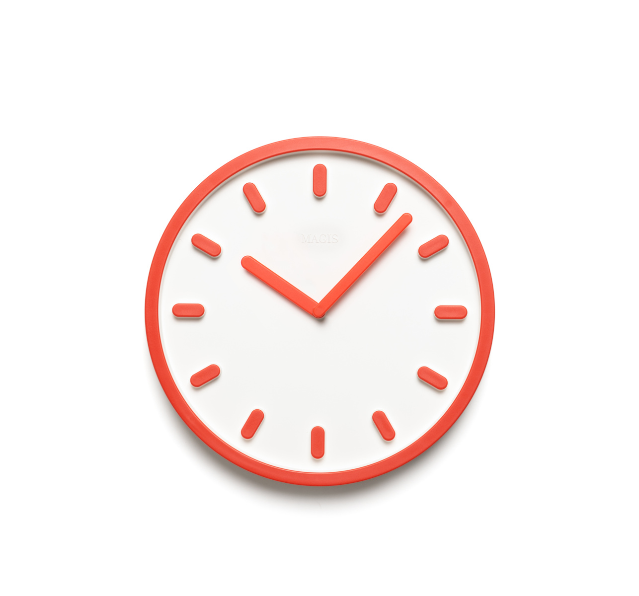 Magis Tempo Wanduhr in Weiß und Orange, moderne Design-Wanduhr mit klarem Zifferblatt für Wohn- und Arbeitsräume