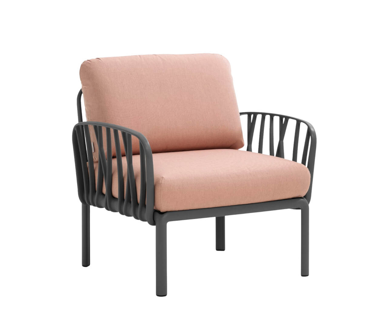 Nardi Komodo Poltrona Sessel, anthrazit/rosa quarzo, Outdoor-Design, wetterfest, leicht, komfortabel, Made in Italy