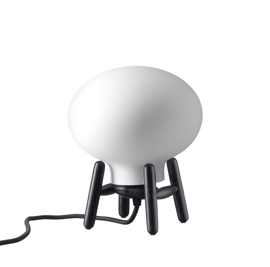 FDB Møbler U6 Hiti Mini Tischleuchte, opalglas, schwarz, nordisches Design, langlebig, funktional