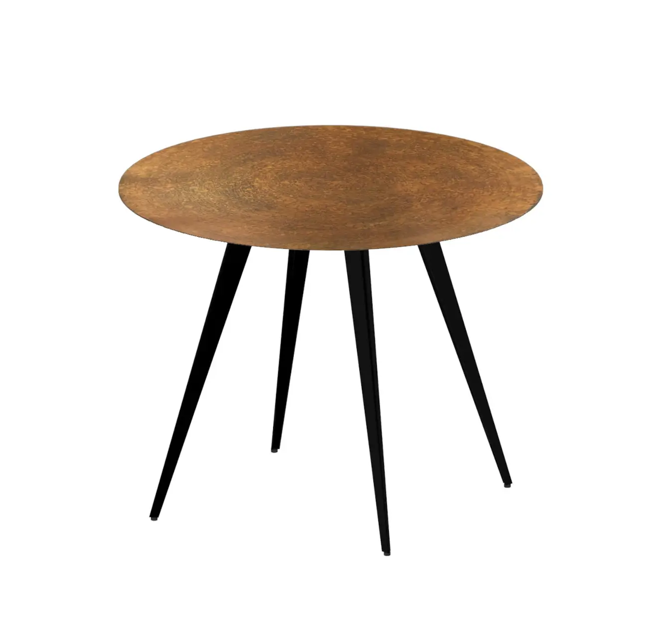Zeus Lara Beistelltisch 60 cm in Kupferschwarz und Rost mit filigranem Stahlgestell.