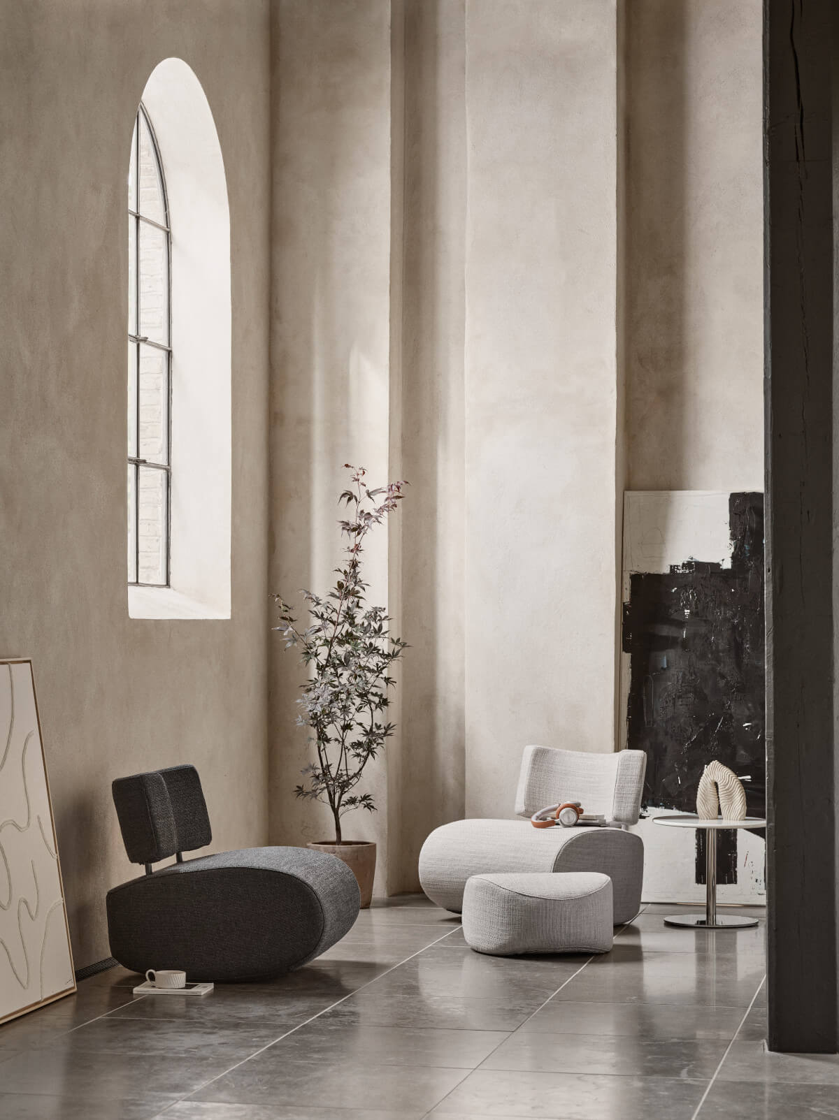 Softline Apollo Hocker, stilvoller Polsterhocker mit klaren Formen, perfekt für Wohnzimmer, Lounge oder Schlafzimmer