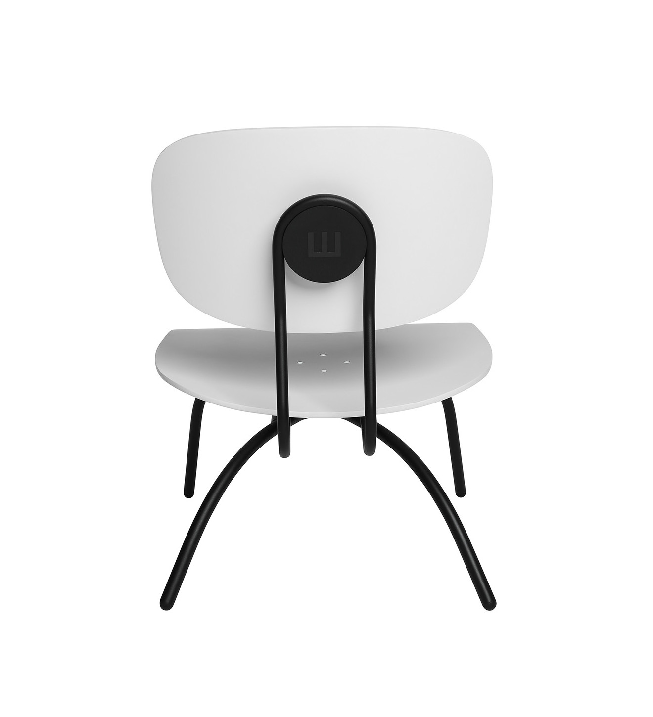 Designstuhl W-1970 Low von Wagner, Buche weiß, klare Linien, langlebige Lackierung, ideal für Esszimmer und Büro