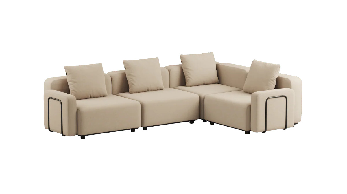 Cobana Ecksofa 4-Sitzer mit Armlehne, boucle beige