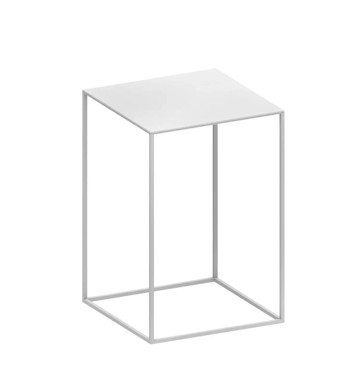 Zeus Slim Irony Beistelltisch 31 × 46 cm in Weiß mit schlankem Stahlgestell.