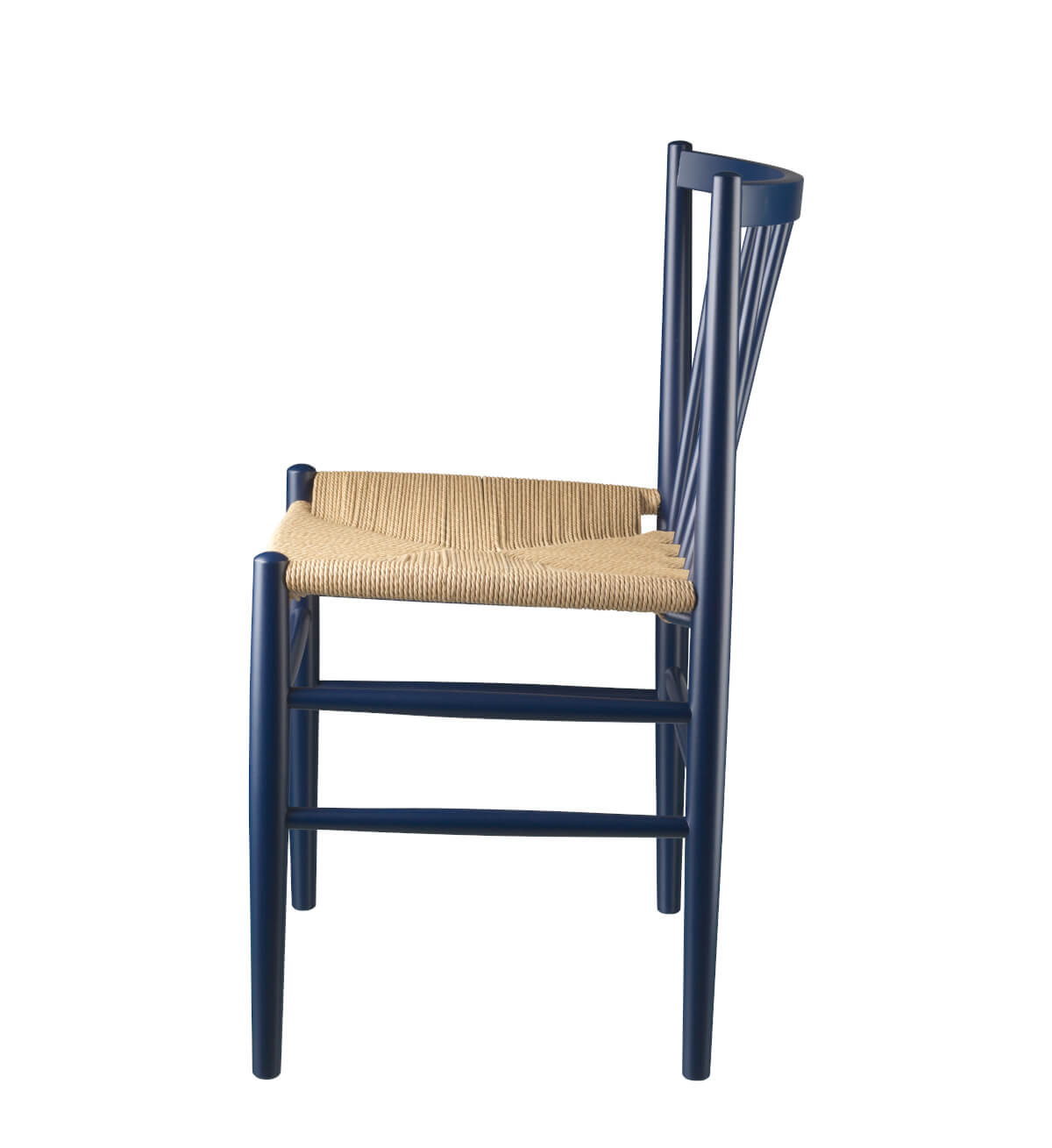 FDB Møbler J80 Stuhl, nordisches Design, Buche, steel blue, Naturgeflecht, langlebig, funktional