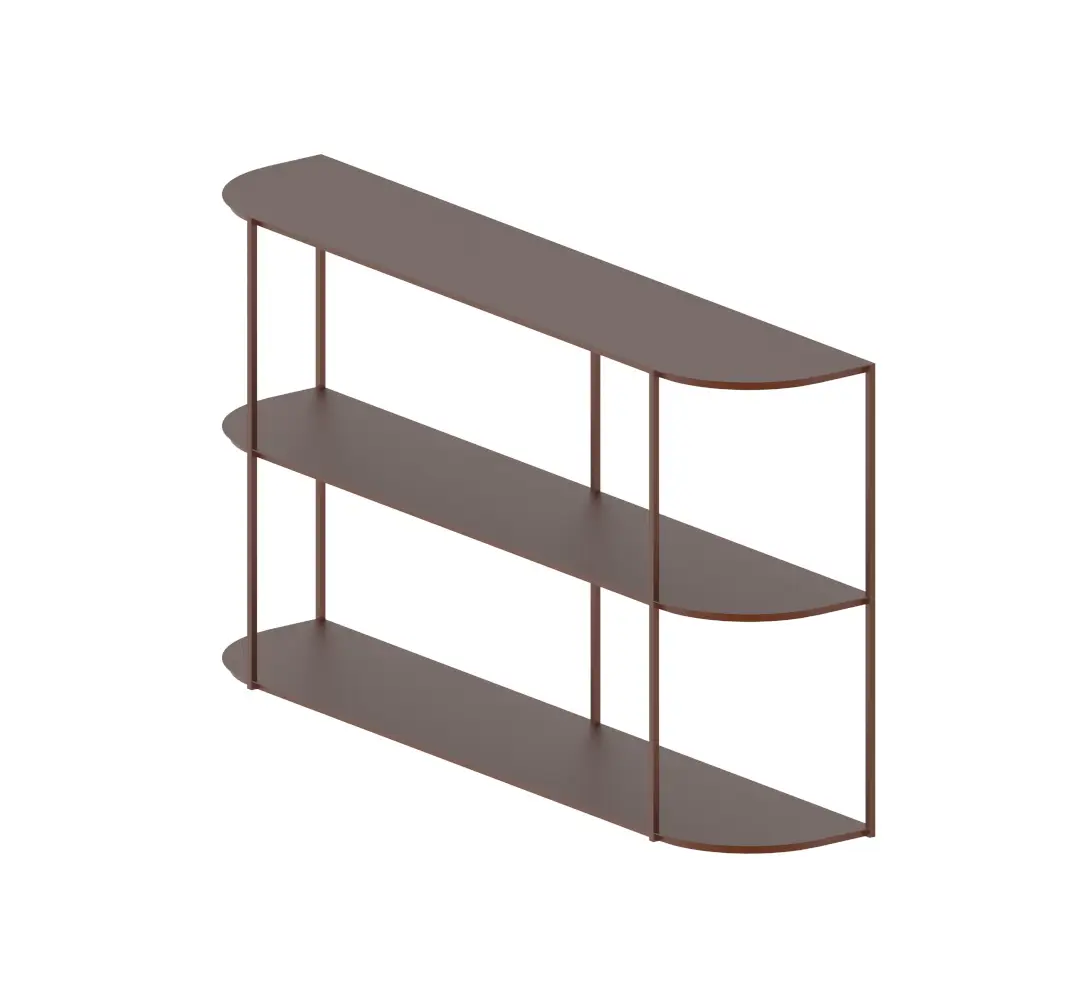 Zeus Eveline Sideboard in Braun mit zwei abgerundeten Ecken und filigraner Stahlkonstruktion für stilvolle Wohnräume.