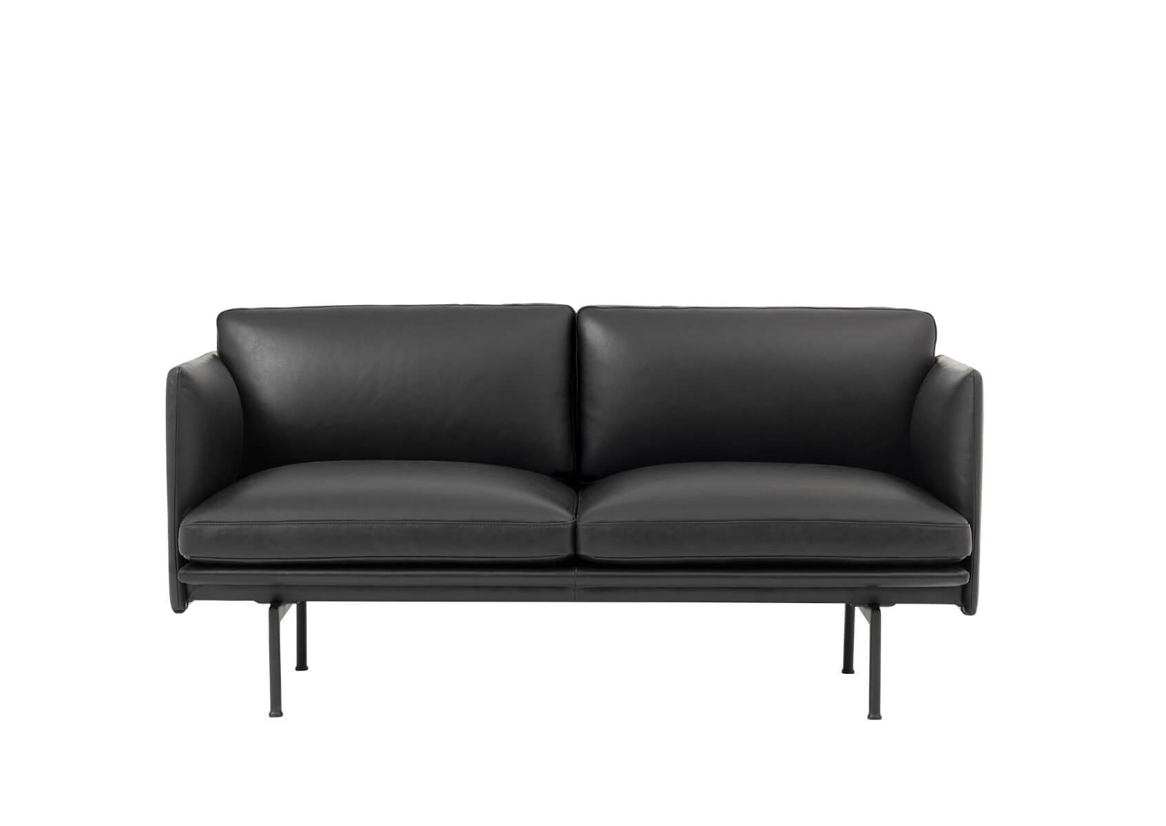 Outline Studio Sofa 140 cm, refine leder schwarz / schwarz
