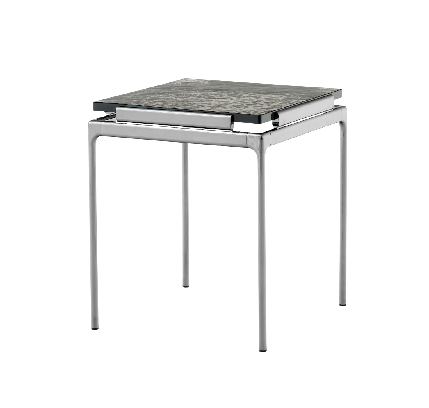 Sett LN11 Beistelltisch, chrom dunkel / geräuchertes gussglas Sett LN11 Beistelltisch, chrom dunkel / geräuchertes gussglas