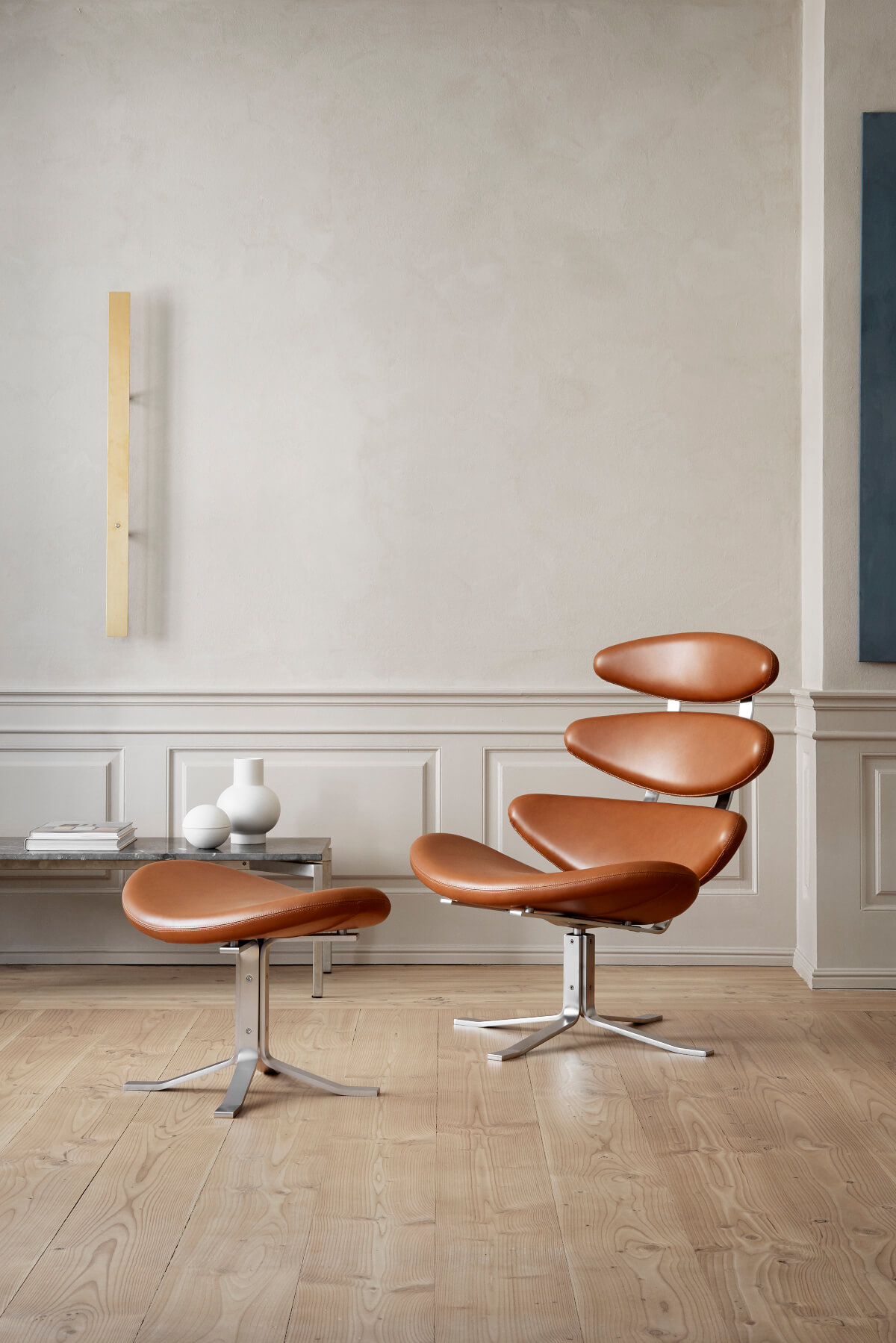 Corona Chair, brushed steel / leder omni 301 schwarz