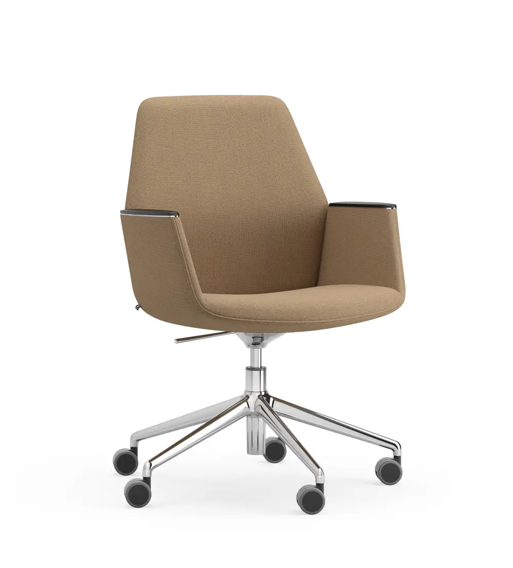 ICF Alba Chair Mid Back 5 Star Base Bürostuhl mit mittelhoher Rückenlehne, gepolsterter Sitzschale und drehbarem Fünfsternfuß mit Rollen.