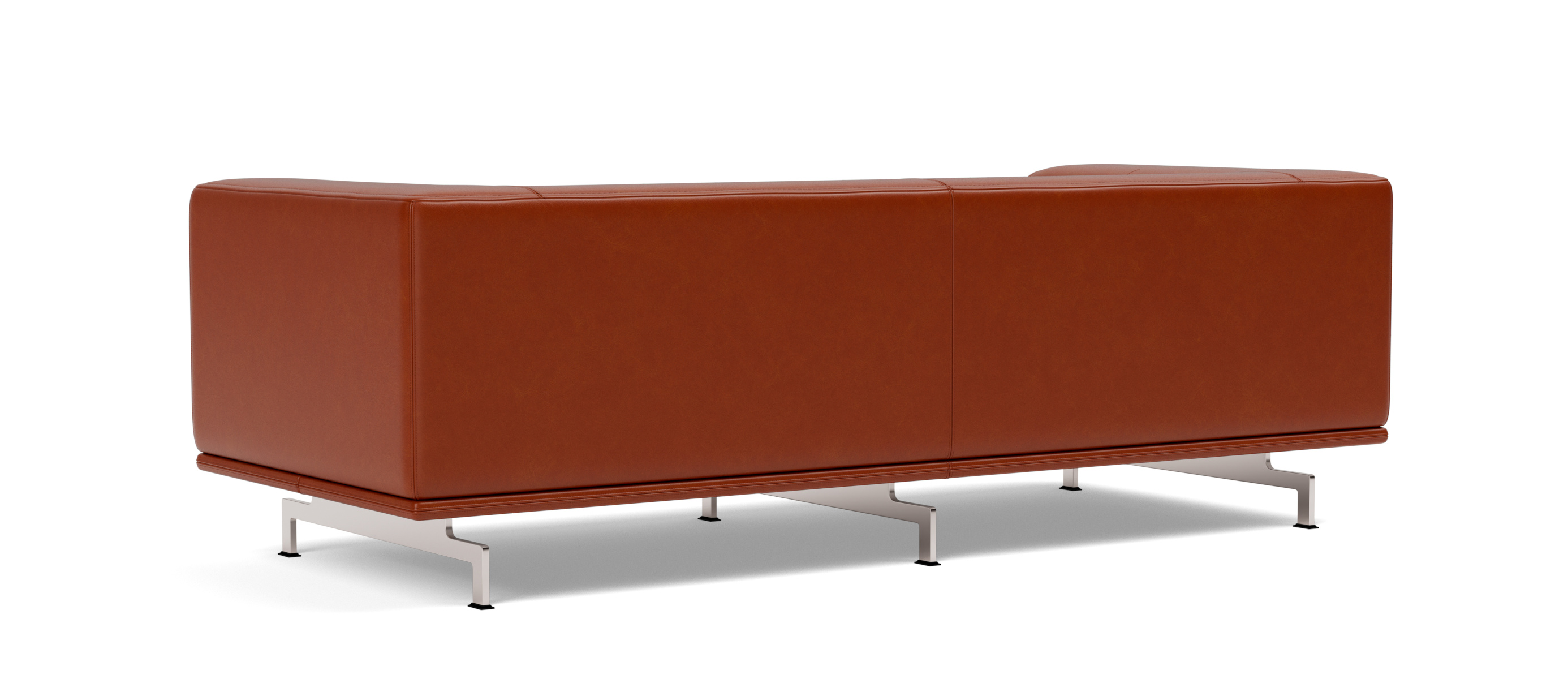 Delphi Sofa - Model 4510, brushed aluminium / leder cera 905 russet brown