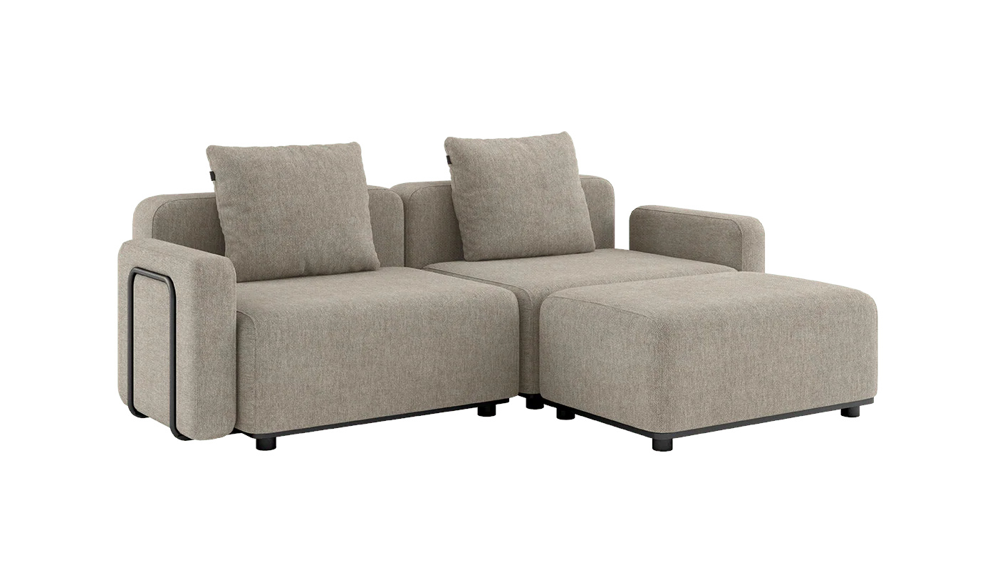 Cobana Loungesofa 2-Sitzer mit Armlehnen mit Hocker, kirra sand