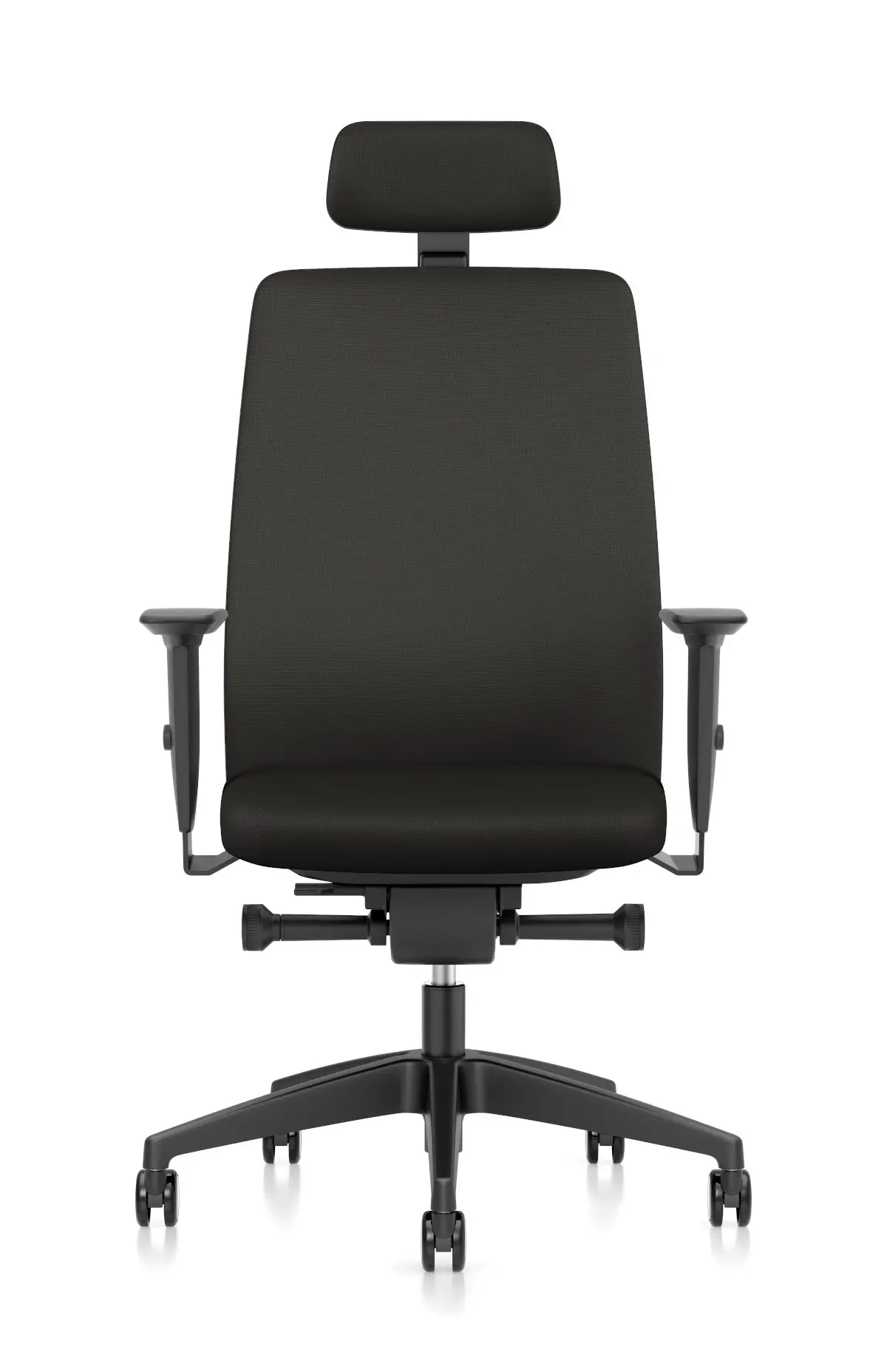 Interstuhl AIMis1 1S16 Bürostuhl in Schwarz mit hoher Rückenlehne, Kopfstütze, Armlehnen und Rollen