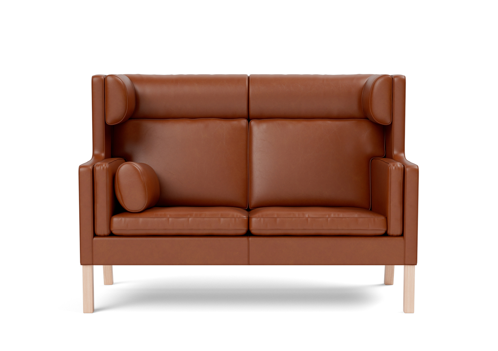 Mogensen 2292 Coupe Sofa, eiche hell geölt / leder cera 905 russet brown