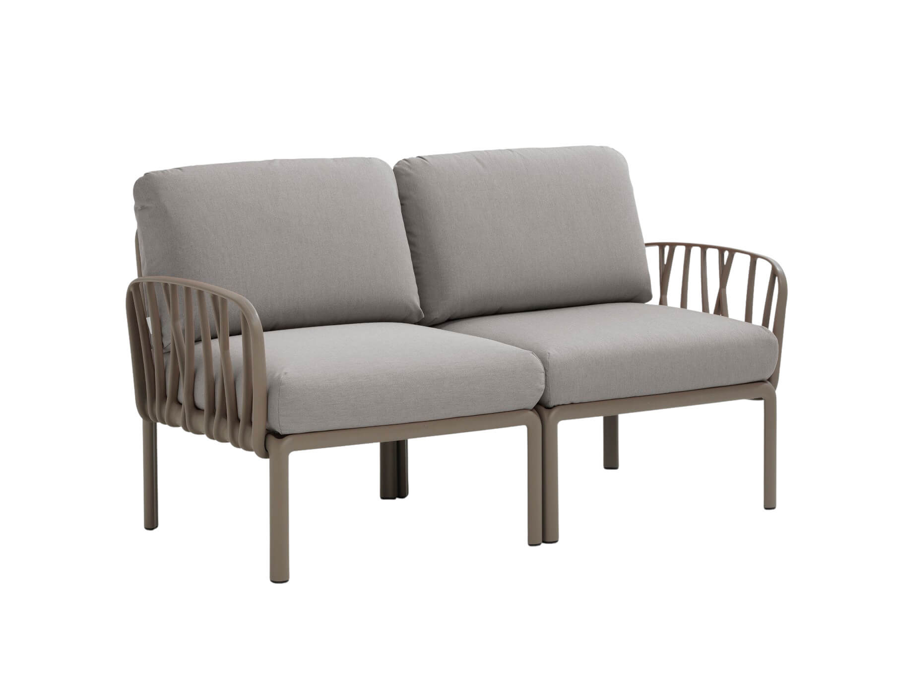 Nardi Komodo Gartensofa 2-Sitzer tortora/grigio, Outdoor-Sofa, wetterfest, leicht, modernes italienisches Design