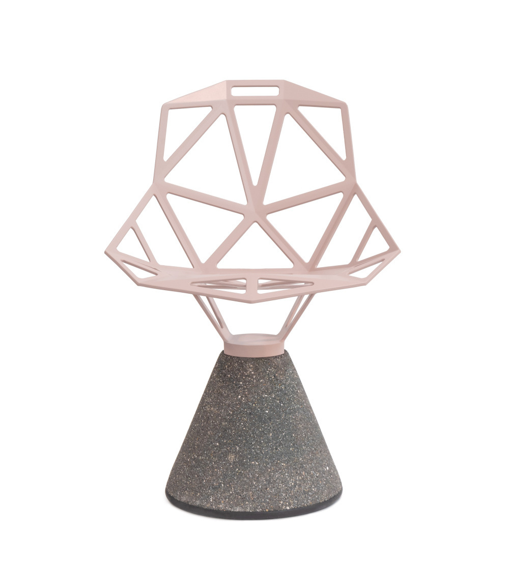 Magis Chair One blush, drehbarer Stuhl mit Zement-Sockel, modernes italienisches Design, langlebig