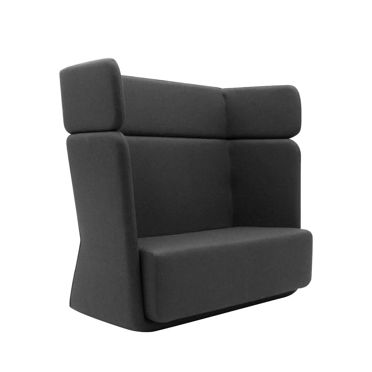 Softline Basket Sofa Hoch in Anthrazit aus schräger Vorderansicht mit hoher Rückenlehne, seitlichen Polsterwangen und breiter Sitzfläche.