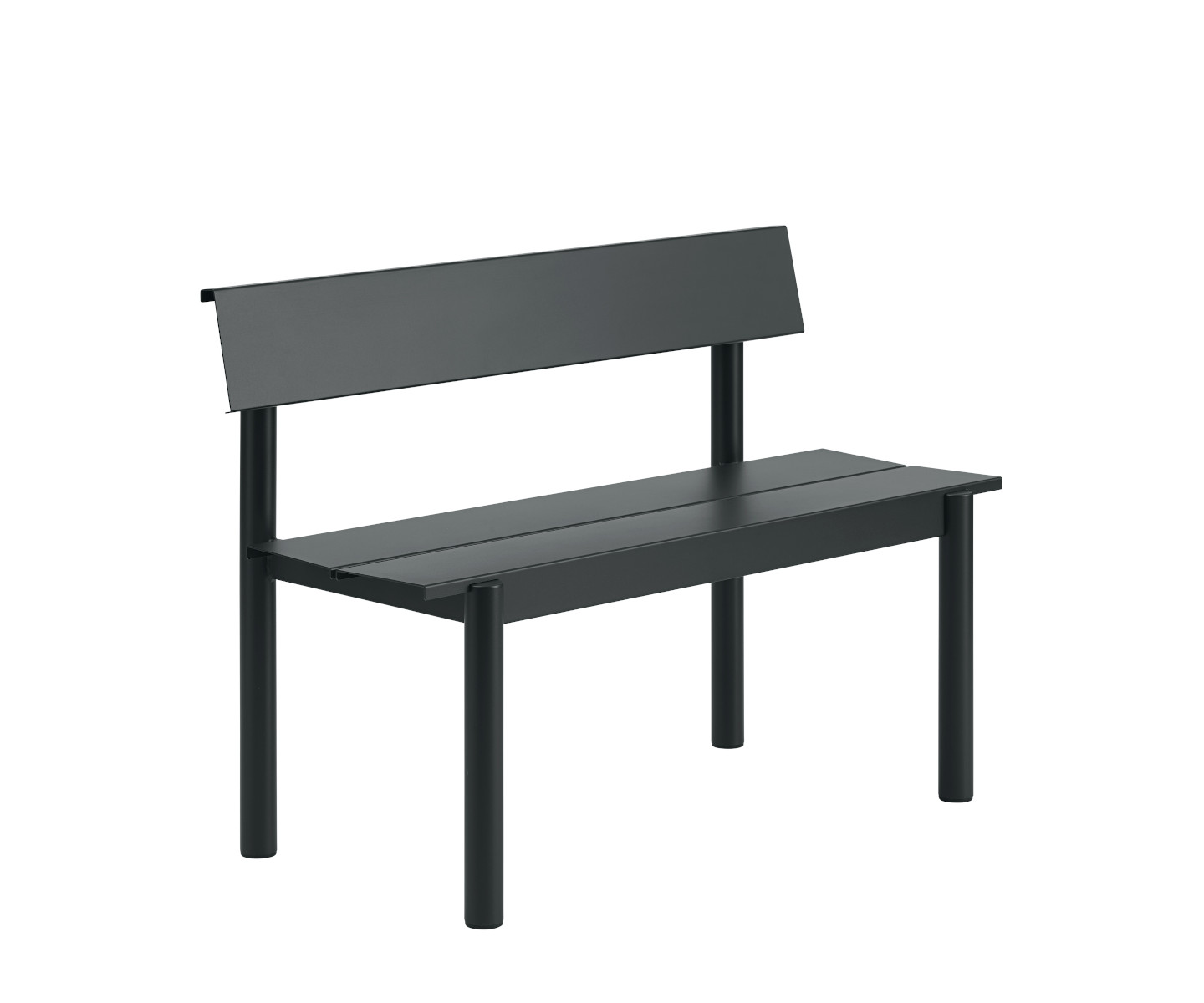 Linear Steel Gartenbank mit Rückenlehne, 110 cm, anthrazit black