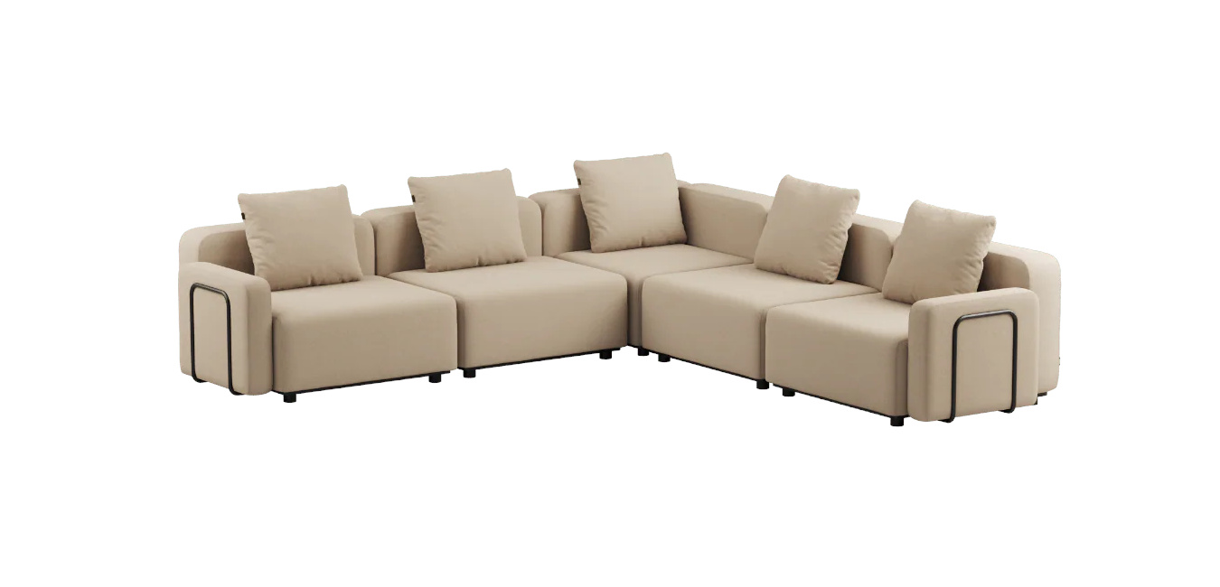 Cobana Ecksofa 5-Sitzer mit Armlehne, boucle beige