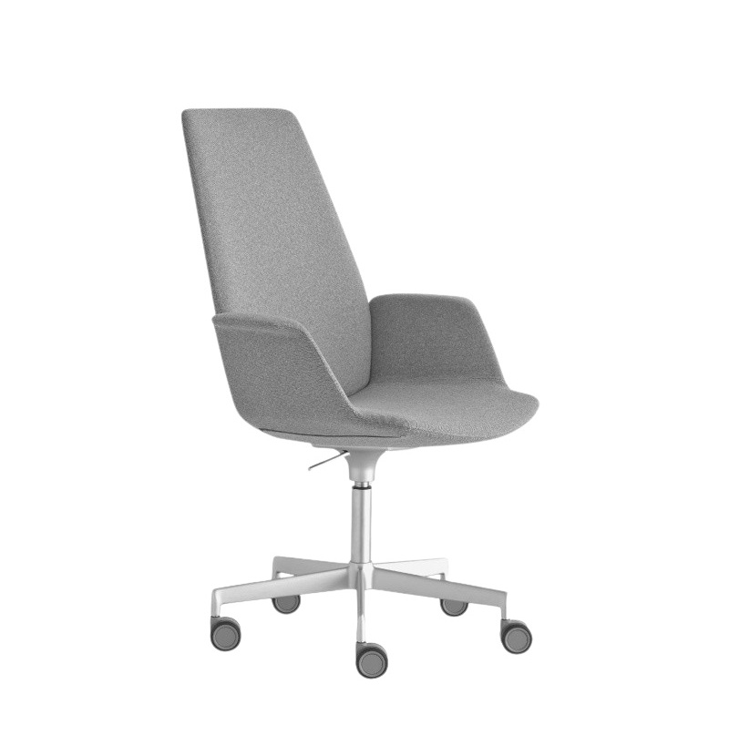 Uno Armlehnstuhl, hohe Rückenlehne, drehbarem 5-Strahl-Kreuzfuß mit höhenverstellbar