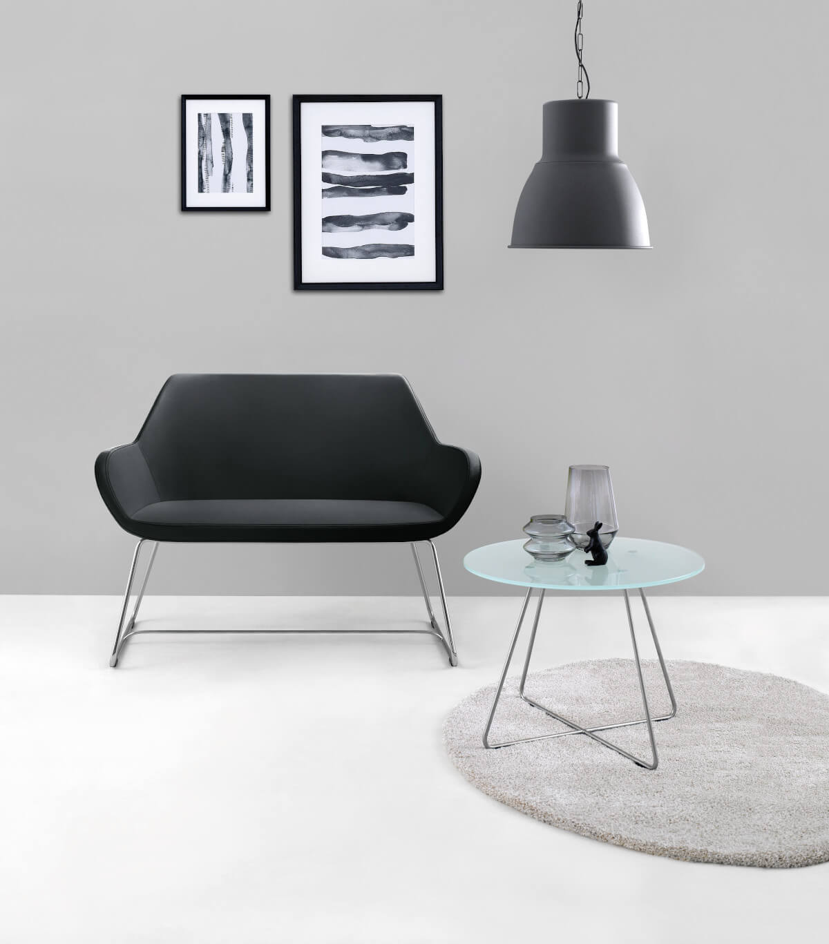 Profim Fan 20V Sofa 2-Sitzer mit Kufengestell, modernes Design für Büro, Lounge und Wartebereich