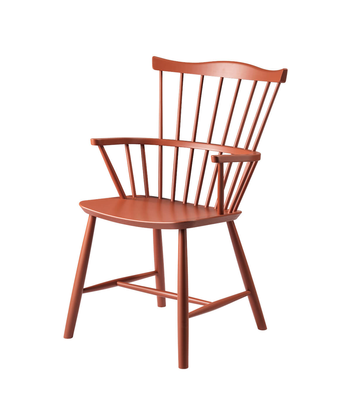 FDB Møbler J52B Stuhl, Armlehnen, Buche, brick red, ergonomisch, nachhaltig, funktional, nordisches Design