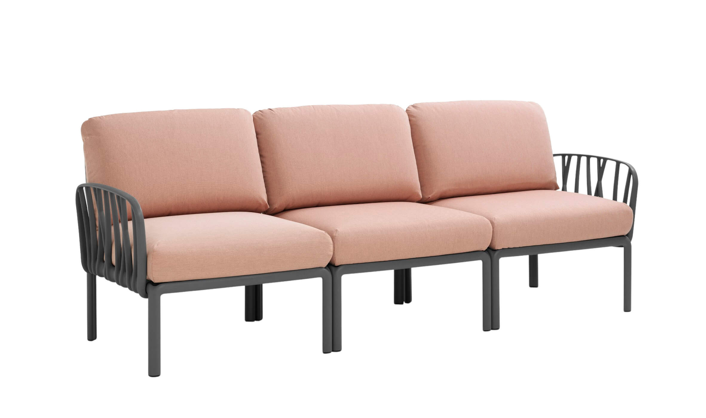 Nardi Komodo Gartensofa 3-Sitzer, anthrazit/rosa quarzo, italienisches Outdoor-Design, wetterfest, langlebig