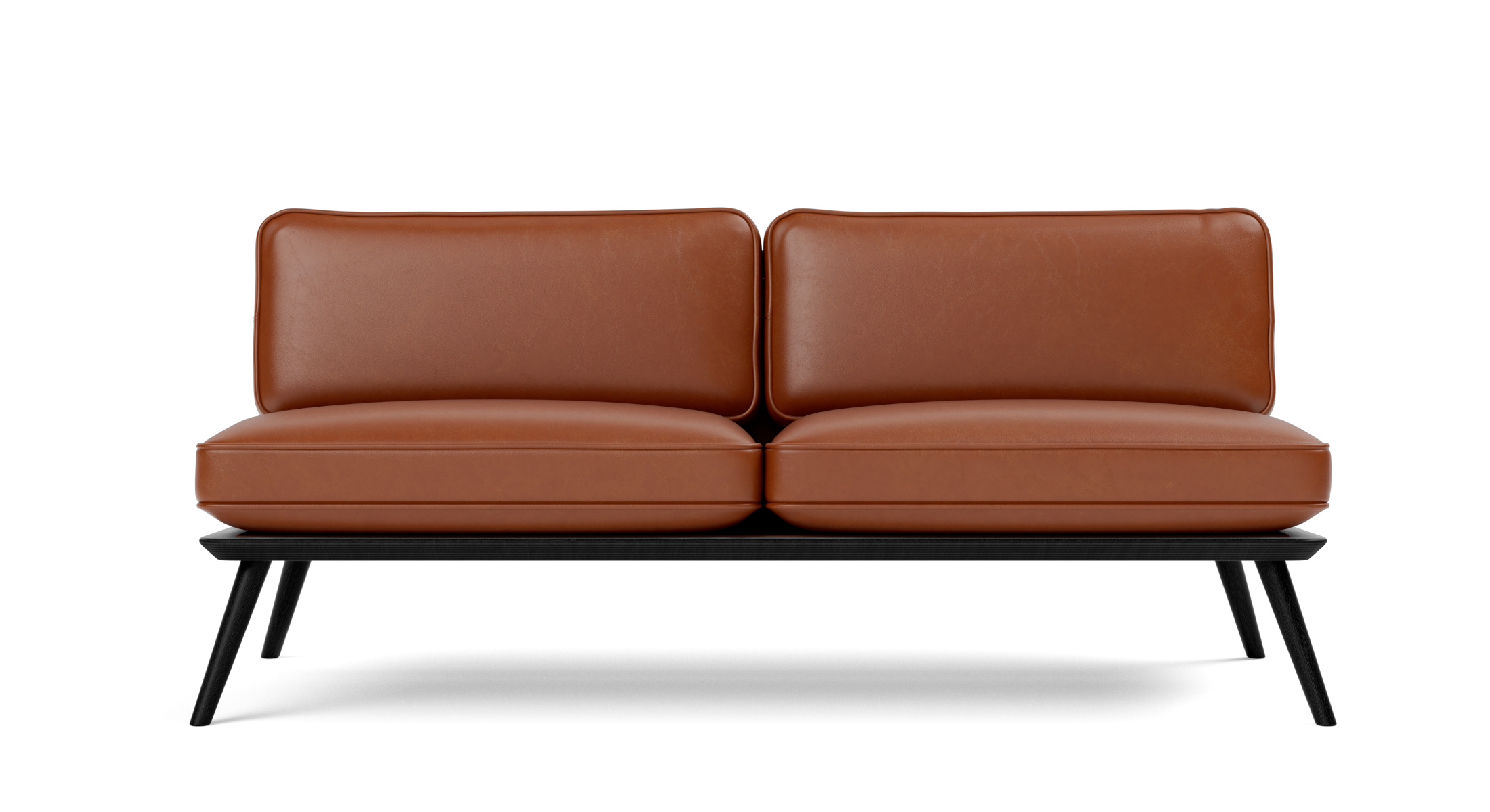 Spine Lounge Suite Sofa, esche schwarz / leder cera 905 russet brown