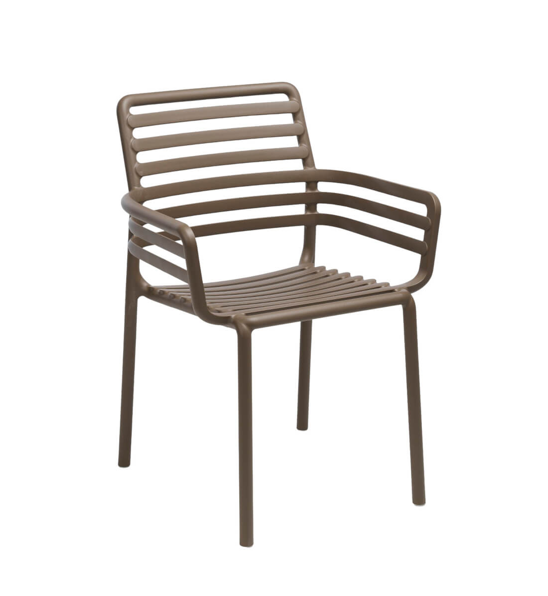Nardi Doga Armlehnstuhl Tabacco, wetterfest, leichter Outdoor-Stuhl, stapelbar, modernes italienisches Design