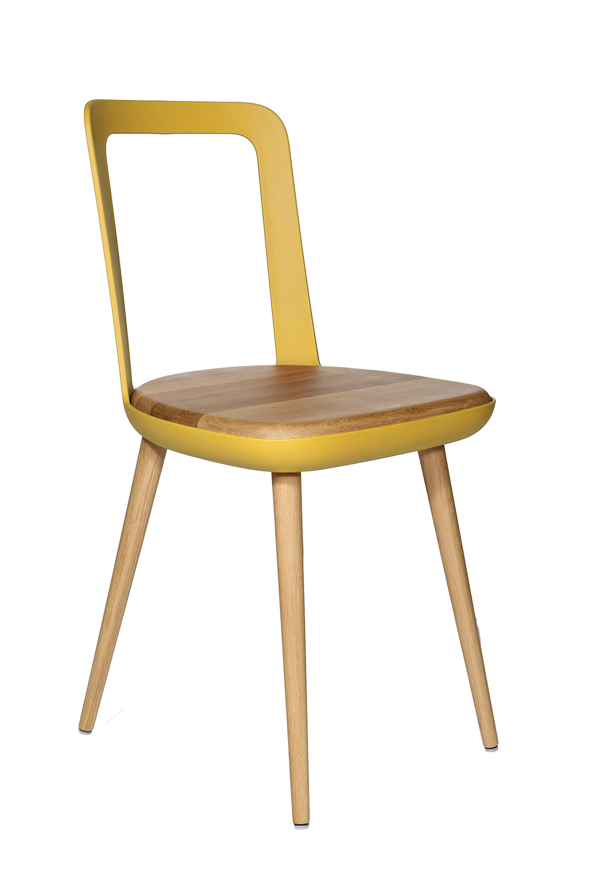 Wagner W-2020 Stuhl aus massiver Eiche mit mustard yellow Polster, moderner Designer Esszimmerstuhl