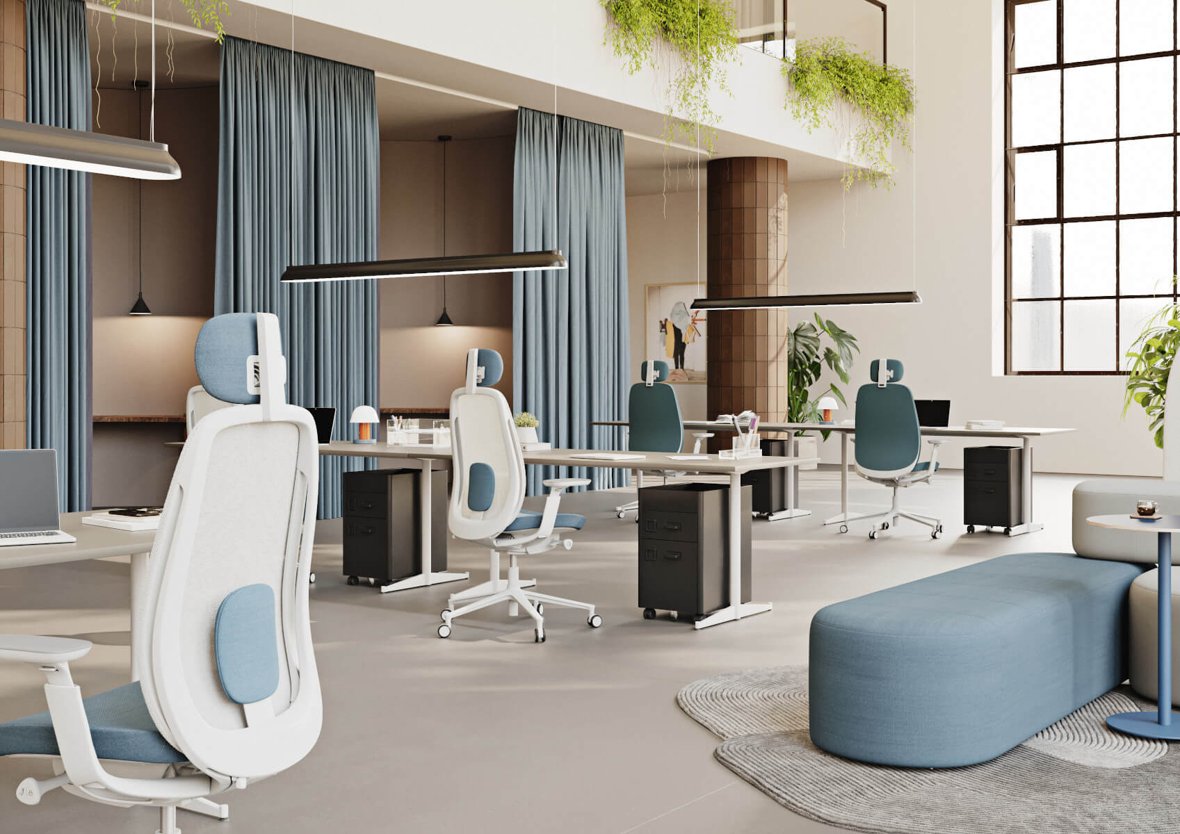 Moderner Profim Pace 101SFL Bürostuhl mit gepolsterter Sitzfläche, Rückenlehne und komfortabler Kopfstütze