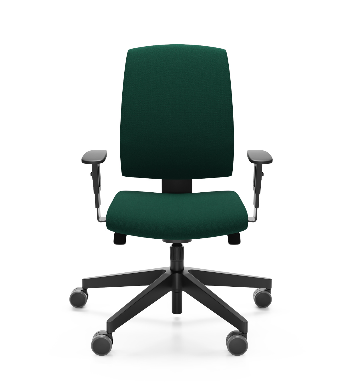 Raya 21S Bürostuhl, Front der Rückenlehne gepolstert, Hinterseite aus Kunststoff, Synchronmechanik