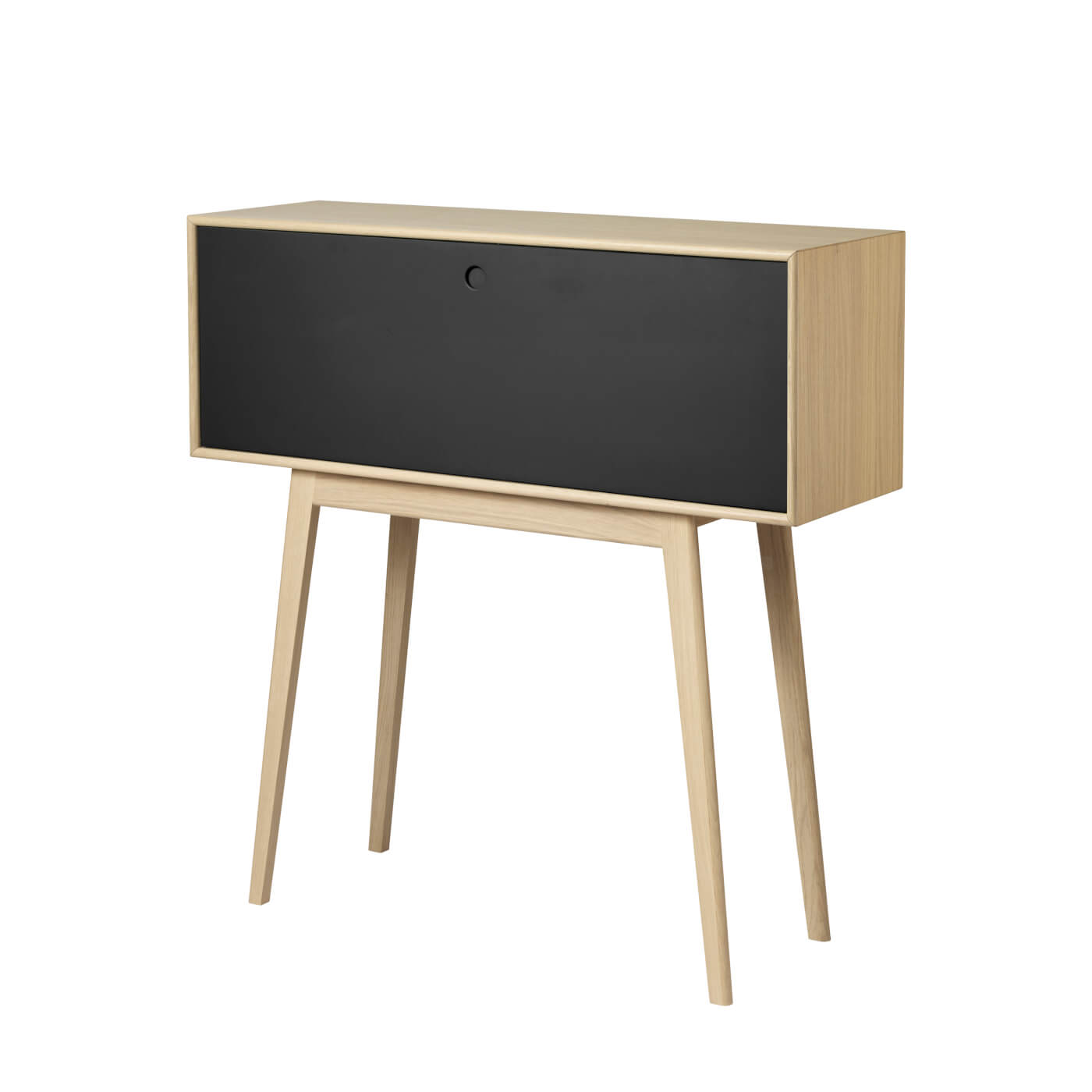 FDB Møbler A84 Butler Kommode, Eiche natur/Schwarz, nachhaltiges FSC®-Holz, nordischer Stil, elegant