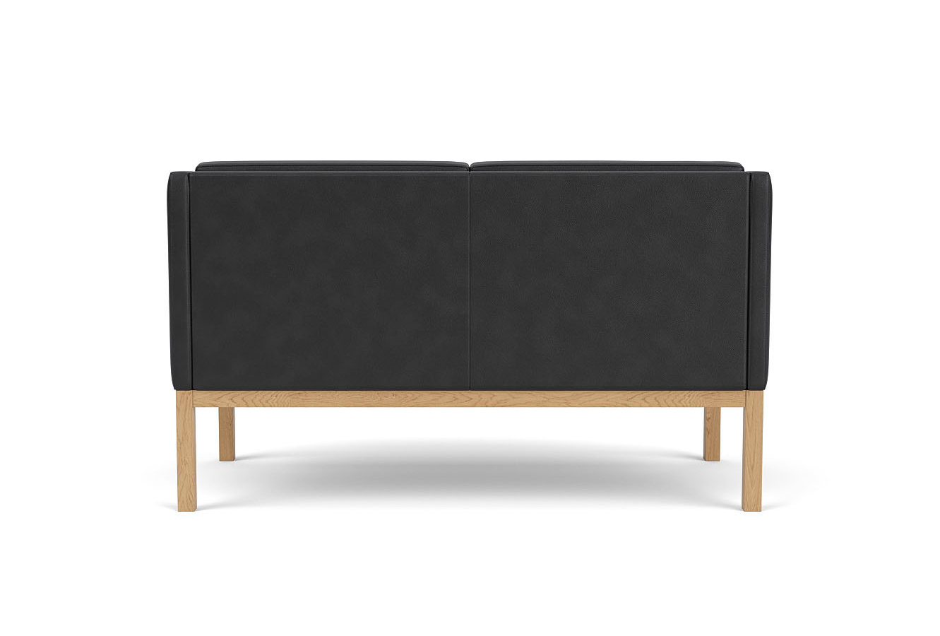 FDB Møbler MK154 Sofa 2-Sitzer, nordischer Stil, Eiche natur, Leder schwarz, langlebig, funktional