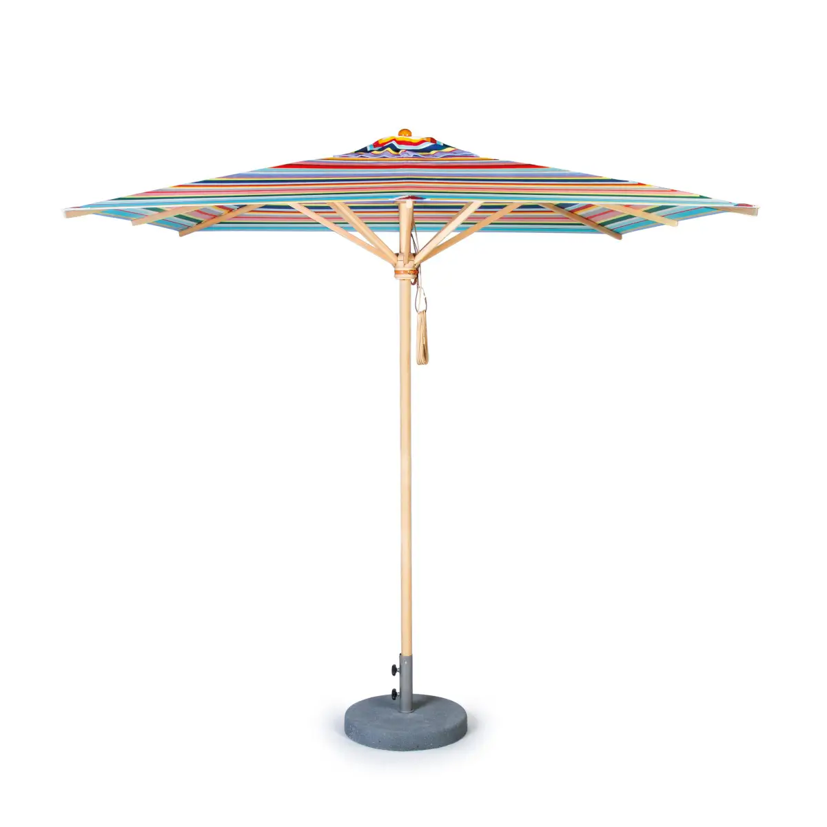 Weishäupl Klassiker Schirm 250 x 250 cm Multicolor als Freisteller mit Holzmast und Betonständer