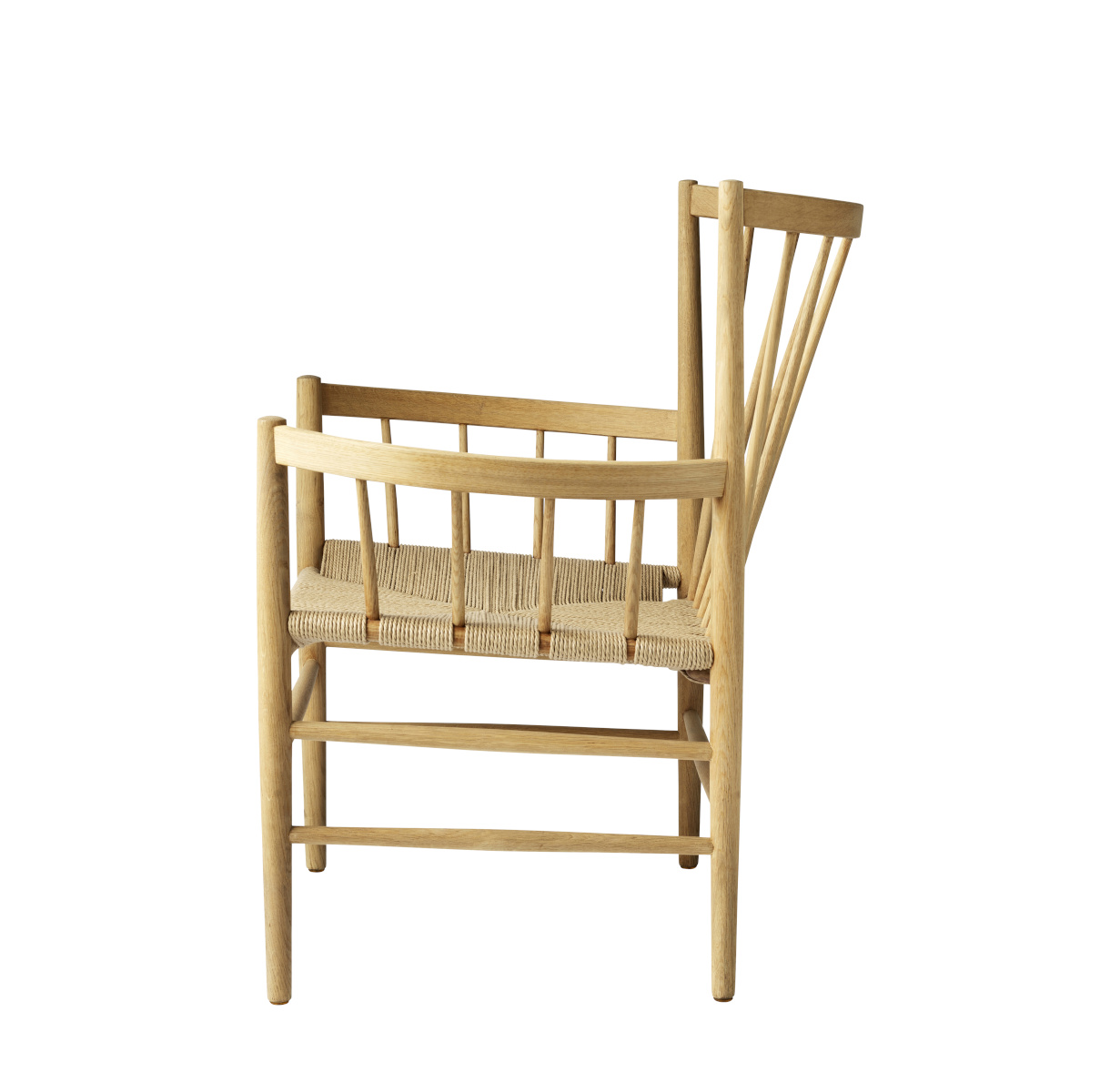 FDB Møbler J82 Loungesessel, ergonomisch, Eiche natur, Naturgeflecht, nachhaltig, funktional, nordisches Design