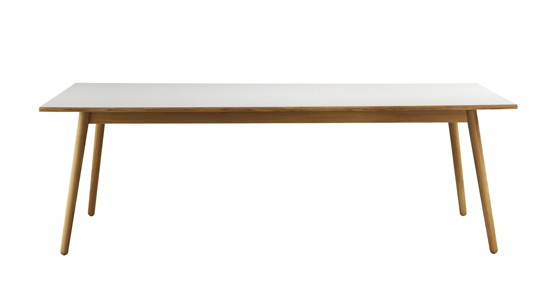 FDB Møbler C35C Esstisch, 220x95 cm, Eiche natur, Linoleum Mushroom, nordisches Design, langlebig, funktional